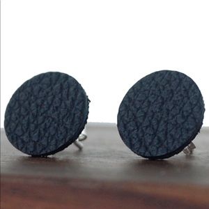 New Wire and Hide black leather pierced earrings